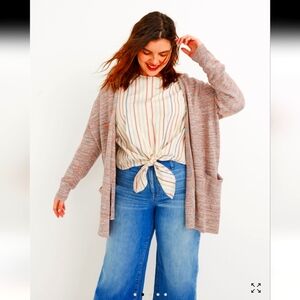 Madewell Marled Papaya Ryder Cardigan Oversized Drape front pockets sz M